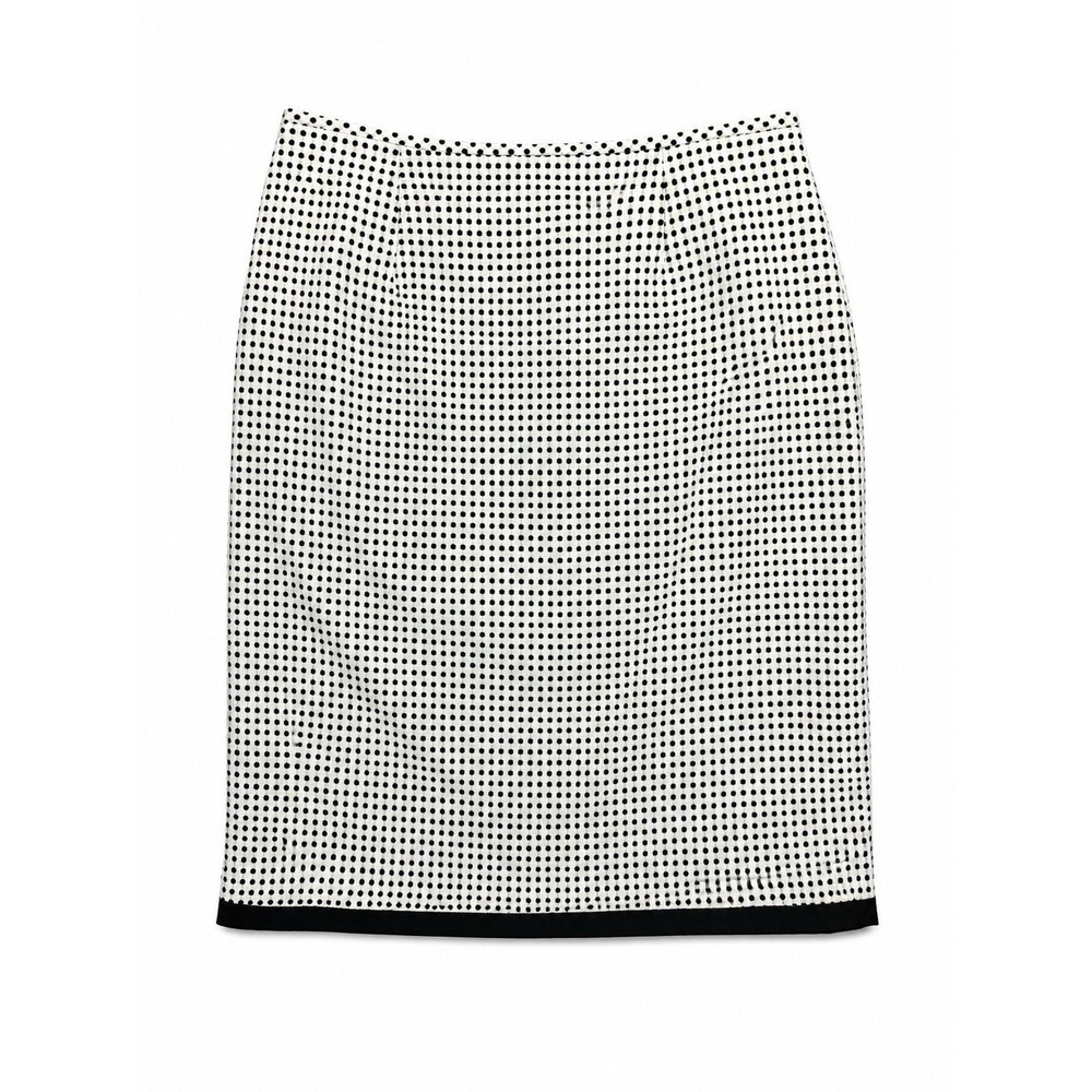 Le Suit‎ Polka Dot Pencil Skirt 6 Black White Lined Career Office Classic Chic - Picture 2 of 12